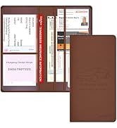 Techion Car Registration and Insurance Holder, 9-1/2 x 5 Inch Premium Leather Vehicle Glove Box O...
