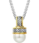 UNY JEWEL Two Tone Twisted Cable Wire 12mm Imitation Pearl 2.5mm Box Chain 45CM+5CM Women Pendant...