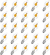 25 Pack C7 Halloween Flickering Flame Light Bulbs, 1W Clear Flicker Flame E12 Candelabra Replacem...