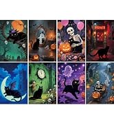 hvdler 24 Pack Black Cat Halloween Cards with Envelopes, 8 Cat Themed Halloween Cards Bulk for Bo...
