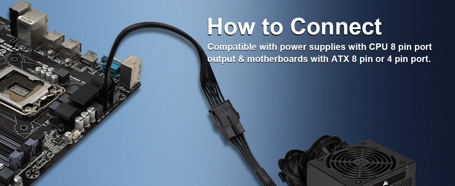 CPU 8(4+4) Pin Extension Power Adapter