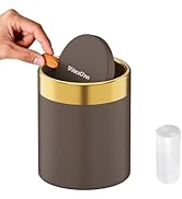 SolaceCove Countertop Trash Can with Lid for Desk Top,0.4 Gallon Stainless Steel Mini Trash Can f...