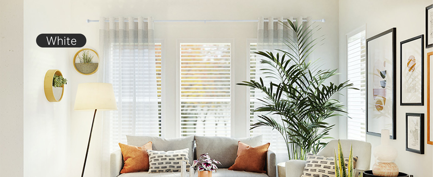 white curtain rods
