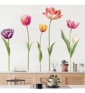 Amimagen 5 Large Tulip Flowers Wall Stickers - Wildflower Floral Garden Wall Stickers - Girls Bed...