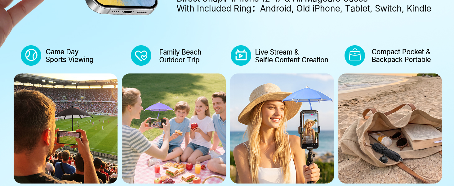 Magnetic Thumb Up Base Phone Umbrella for Sun iphone Gift for Women Men Girls Teen Adults Boy