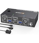 4K@144Hz KVM Switch 2 Monitors 2 Computers 8K@60Hz, MLEEDA HDMI and Displayport Dual Monitor KVM ...