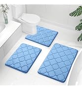 OLANLY Memory Foam Bath Mat Set of 3 Piece, Bathroom Rugs and Toilet Rug U-Shaped, Soft Thick Com...