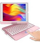 KBCASE Touchpad Keyboard Case for iPad 9th/8th/7th 10.2 inch, Backlit Trackpad Keyboard, 360°Rota...