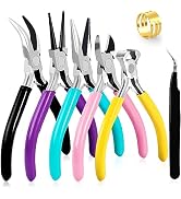 URSKYTOUS 5Pcs Jewelry Pliers Set Jewelry Making Pliers Tools Kit Include Jewelry Making Needle N...