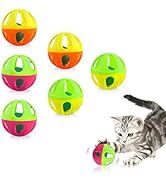Andiker Cat Ball Toy With Bell, 6Pack Set Premium Plastic Jingle Cat Bell Balls for Cat Training ...