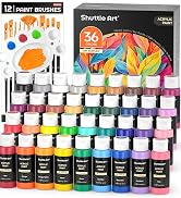 Acrylic Paint Set, Shuttle Art 36 Colors (60ml, 2oz) with 3 Brushes & 1 Palette, Craft painting, ...