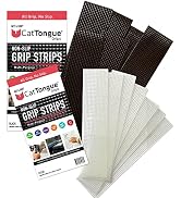 CATTONGUE GRIPS 2” Non-Abrasive Grip Tape Strips - Heavy-Duty, Waterproof Anti-Slip Tape for Furn...