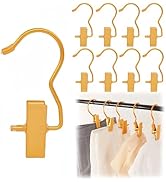 Single Clip Hangers,Gold Hanger Clips with Large Hanging Hook for Closet Rods and Clothes Rails,C...