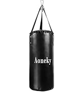 Aoneky Leather Unfilled Punching Bag for Kids - Karate Kicking Bag for Children Aged 3 to 10 Year...