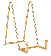 Decolore 6 inch 3 Pack Gold Metal Display Stands Plate Stands Plate Holder Display Stands for Pic...
