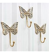 Indian Shelf Decorative Brass Butterfly Cute Kids Wall Hooks Heavy Duty Coat Rack Wall Mount Vint...