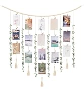 Mkono Hanging Photo Display Boho Wall Decor, Beads Garland with Greenery | Macrame Wall Art for C...