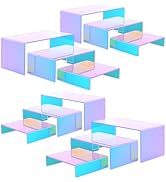 SOVQUEST 12 PCs Iridscent Risers Display Stands 3 Tiers Desktop Acrylic Shelves Small Cake Desser...