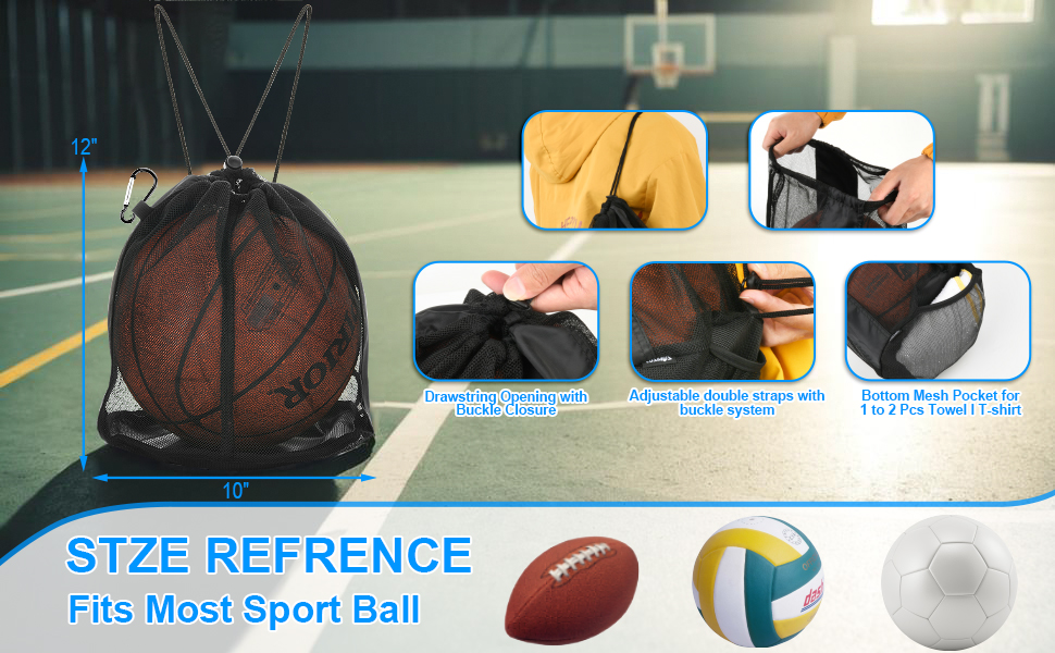 Basketball Bag Single Ball Sports Bag Mesh Bag Backpack Drawstring Crossbody Sling Bag