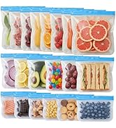 Anelueeoo 20 Pack Reusable Freezer Bags,Leakproof Reusable Food Storage Bags BPA Free Healthy Foo...