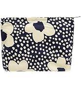 PAZIMIIK Floral Makeup Bag Large Cotton Zipper Pouch for Purse Travel Canvas Make Up Organizer fo...