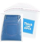 RONSBILL 20 PCS 12x16 Inches Thick 3.2Mil Self Sealing Clear Cellophane Plastic Bags Self Adhesiv...