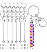 8Pcs Beadable Keychains Bars,Blanks Bead Keychain DIY Keychains Bars Metal Bead Keychain Removabl...