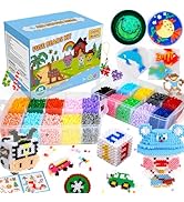 Meland Fuse Beads - 24000pcs Fuse Beads Kit for Kids, 24 Color 5MM Iron Beads Set with 4 Fluoresc...