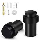 Door Stopper 2 Pack, Floor Door Stop 2.5 Inch Cylindrical Black Door Stops Rubber Bumper Modern C...