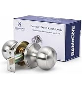 BAMoONE Passage Door Knob, Non-Locking Interior, Satin Stainless Steel | Non-locking knob turns o...