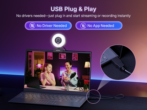 N960E Plus: USB port close-up highlighting Plug & Play ease.