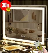 FENCHILIN Vanity Mirror with Lights 32” x 23” Hollywood Makeup Mirror with Light Strip Smart Touc...