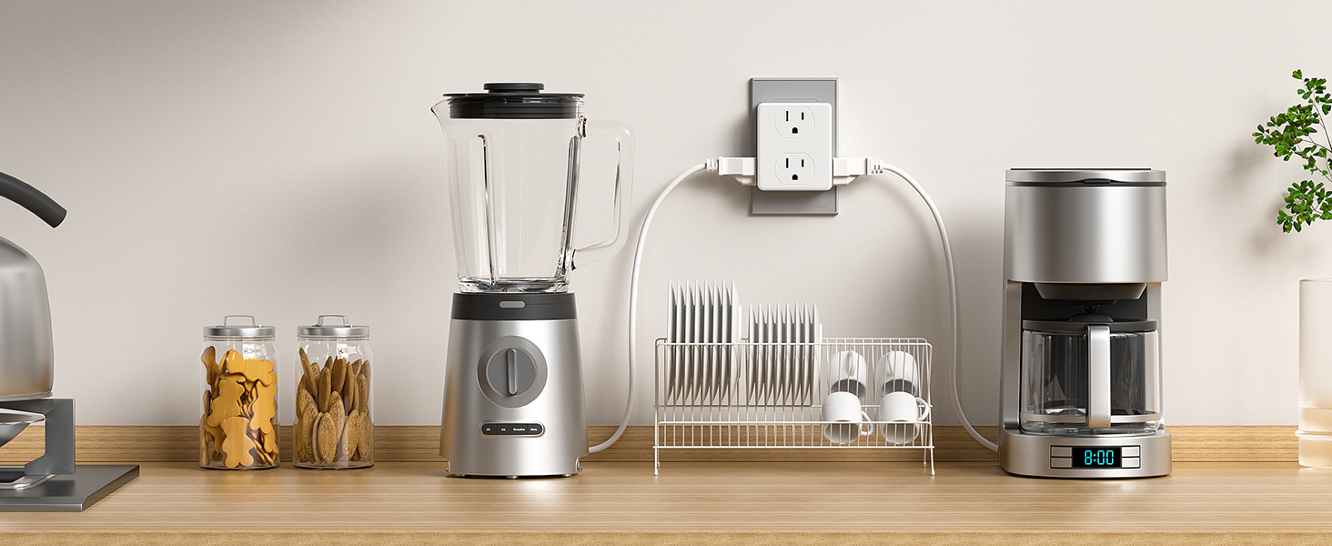 The multi plug outlet splitter is great for many devices in the kitchen