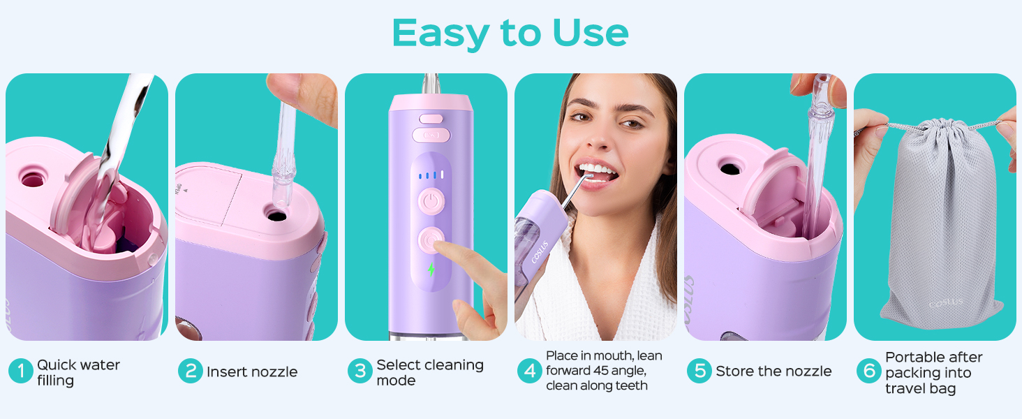 Water Flosser, Water Dental Flosser Pick for Teeth: COSLUS Mini Portable Travel Floss Picks