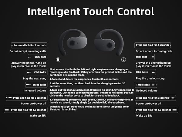 Intelligent touch control one -click switch convenient and fast language switching over ear earbuds