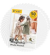 YixangDD 50 Pcs Magnetic picture frames for refrigerator 4x6Inch-Magnetic photo frames,White