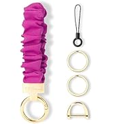 WEESMILE Keychain Wristlet, Stretchy Key Chain for Car Keys with D ring, Cute Scrunchie Wrist Bra...