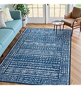 Zealude Boho Blue Area Rugs 5x7 Living Room Rug Large Washable Rugs for Bedroom Aesthetic Dining ...