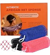 African Net Sponge Authentic, 3 Pieces African Exfoliating Net Sponge Body Back Scrubber Exfoliat...