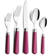 ANNOVA Silverware Set 20 Pieces Cutlery Stainless Steel Colorful Fun Handle Flatware Service for ...