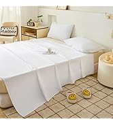 Waterproof Bed Sheet Flat Sheets Lightweight, Mattress Protector Sheet for Bed Couch (White, King)