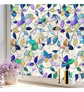 Finnez Stained Glass Window Film, Decorative Rainbow, Color, 17.5" x 78.7" | Privacy Film, Window...