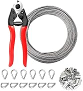 Sanuke 1/8" 50ft Wire Rope Kit, 304 Stainless Steel Cable with Cutter | 7x7 Strand Core Steel Wir...