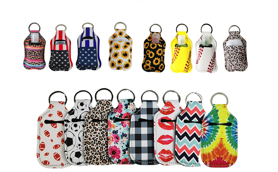 Travel Size Bottle and covers colors display