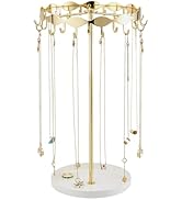 Lolalet Necklace Organizer Holder, Jewelry Display Rack Tree Stand with 26 Hooks & Metal Base Tra...