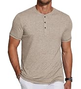 COOFANDY Men's Soft Henley Short Sleeve T Shirts Casual Basic Shirt with Pocket 3 Button Tees Sum...