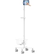 Mount Plus C09 Height Adjustable Mobile Medical IPAD Tablet Cart with Wheels and Basket Storage |...