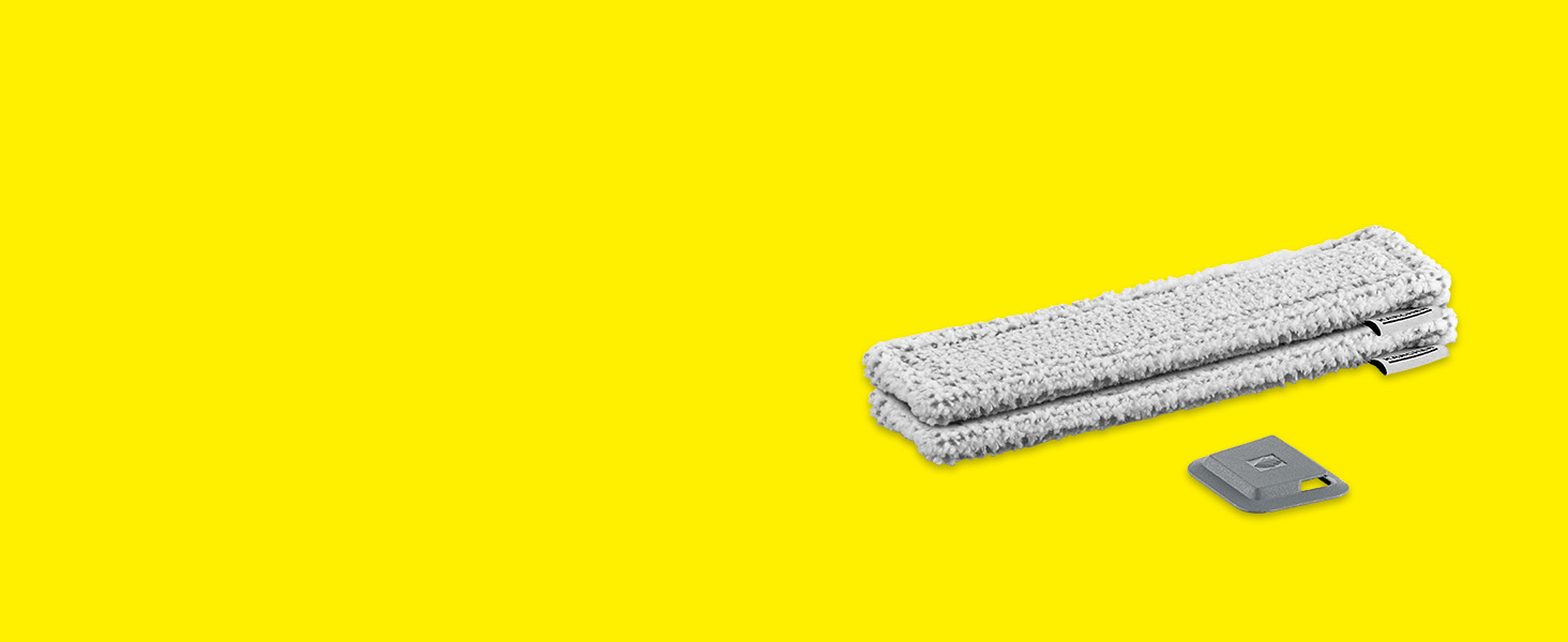 Gray and white microfiber pads in front of yellow background