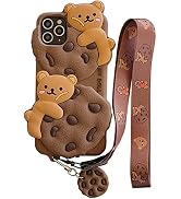 SGVAHY Case for iPhone 11 with Strap Lanyard Keychain Cute Bear Cookie Kawaii Funny Soft Silicone...