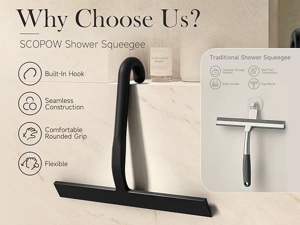 10 Inch Silicone Shower Squeegee for Glass Doors